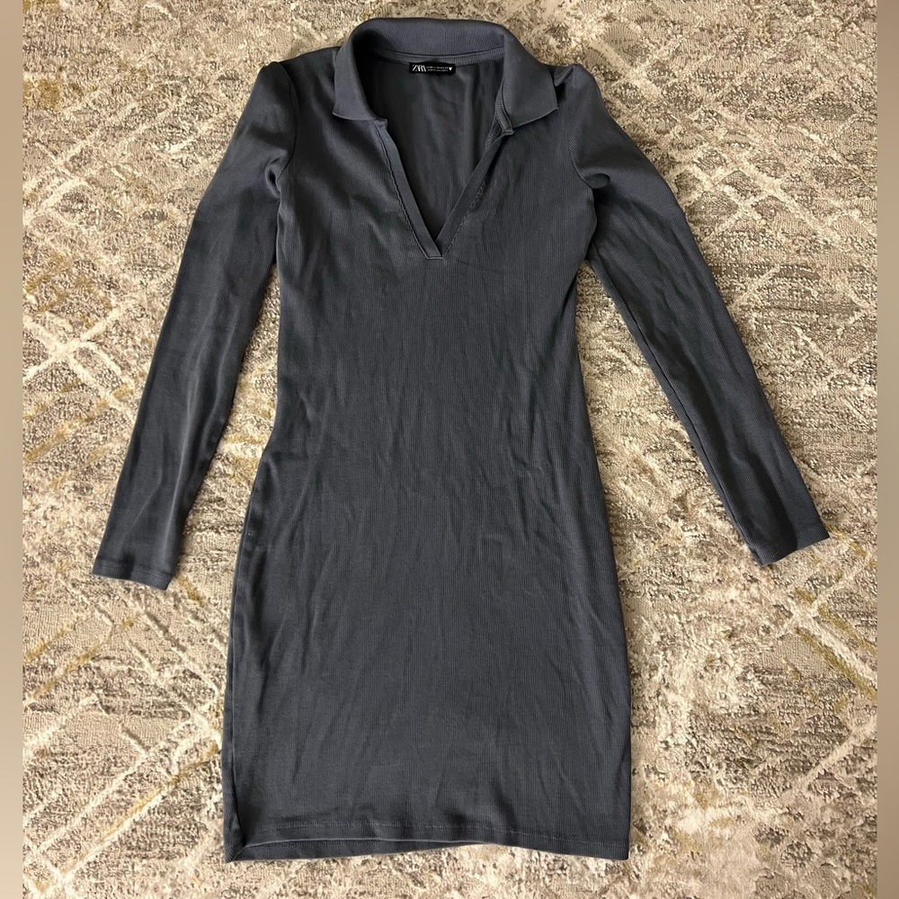 Zara Collared Ribbed Dress